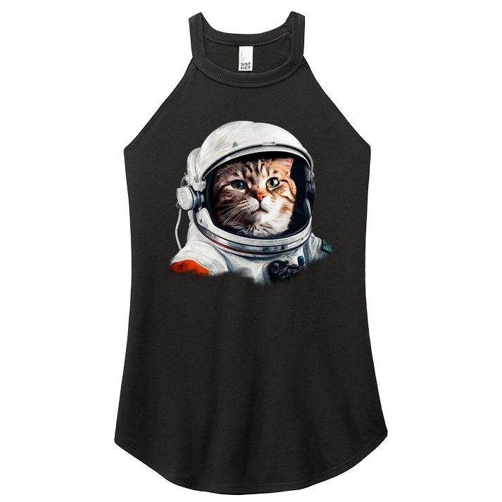 Realistic Astronaut Cat Women's Perfect Tri Rocker Tank