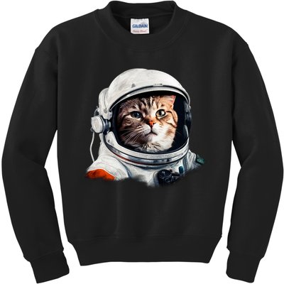 Realistic Astronaut Cat Kids Sweatshirt