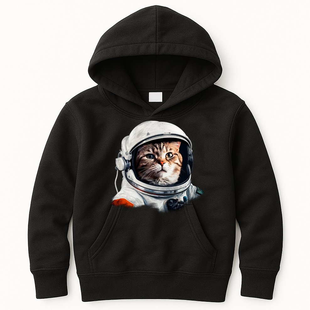 Realistic Astronaut Cat Kids Hoodie