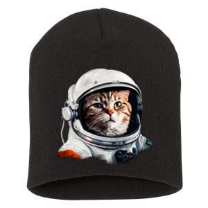 Realistic Astronaut Cat Short Acrylic Beanie