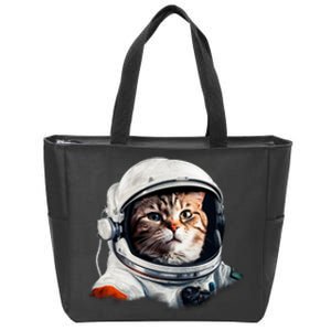 Realistic Astronaut Cat Zip Tote Bag