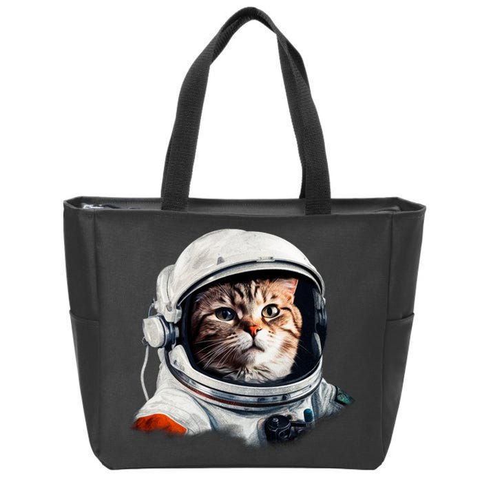 Realistic Astronaut Cat Zip Tote Bag