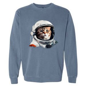 Realistic Astronaut Cat Garment-Dyed Sweatshirt