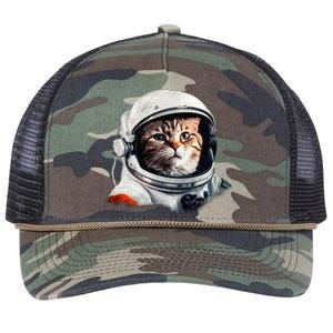 Realistic Astronaut Cat Retro Rope Trucker Hat Cap