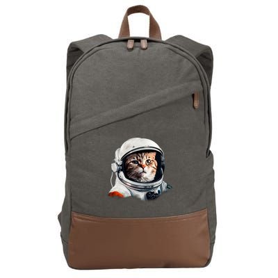 Realistic Astronaut Cat Cotton Canvas Backpack