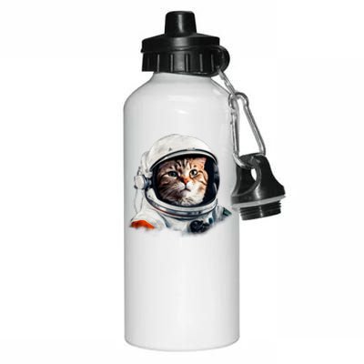 Realistic Astronaut Cat Aluminum Water Bottle