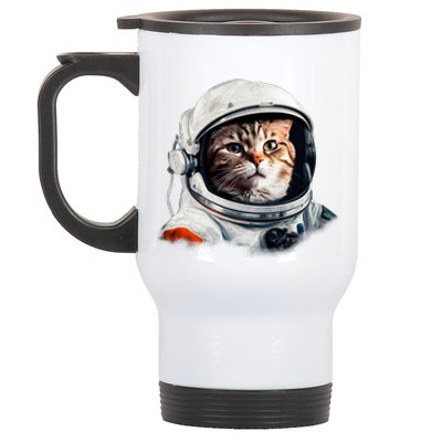 Realistic Astronaut Cat Stainless Steel Travel Mug