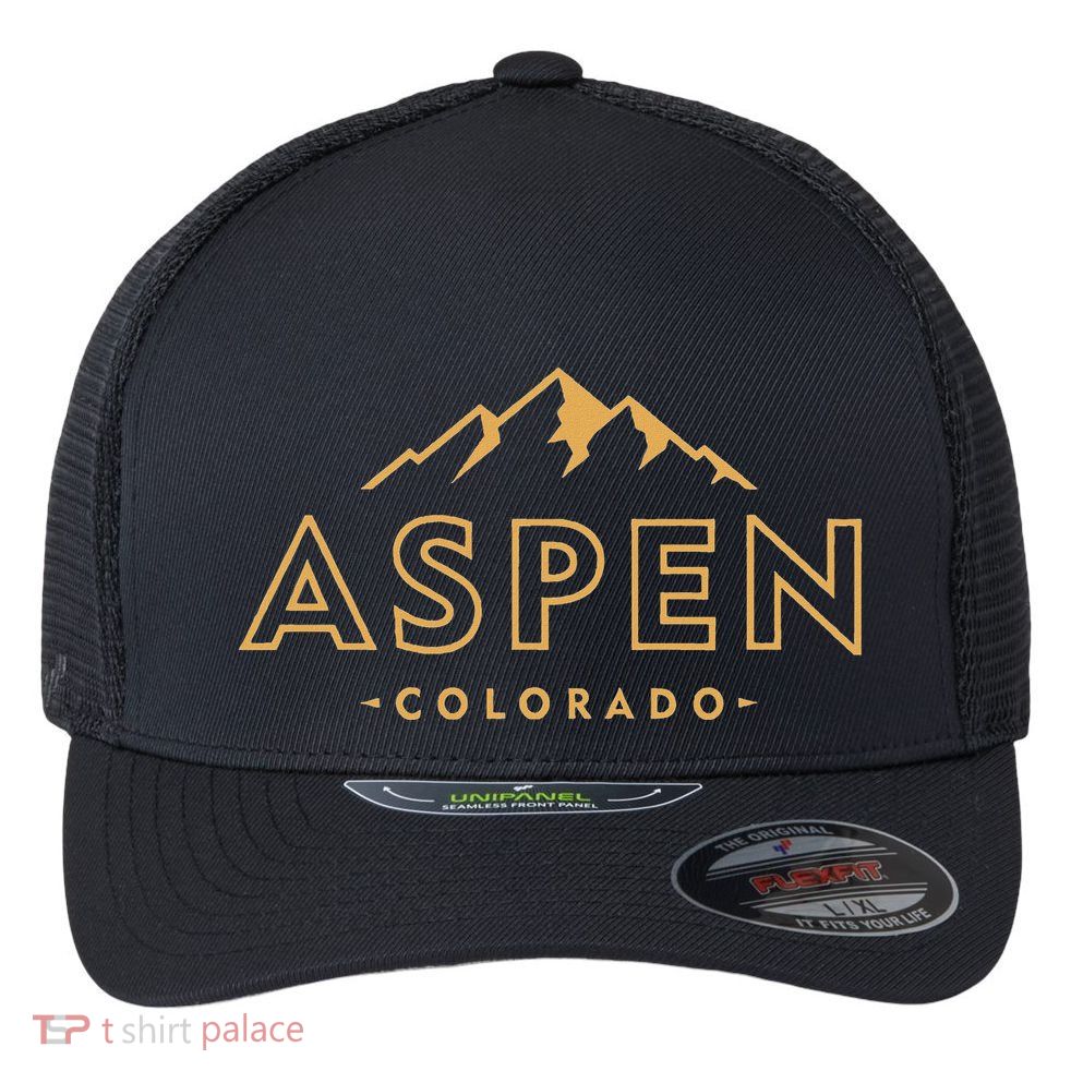 Retro Aspen Colorado Vintage Throwback Souvenir Flexfit Unipanel Trucker Cap