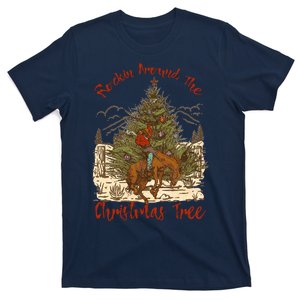 Rockin Around Christmas Cowboy Tree With Santa T-Shirt