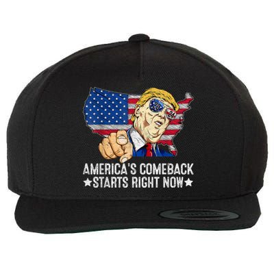 Retro America's Comeback Starts Right Now Support Trump 2024 Wool Snapback Cap