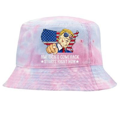 Retro America's Comeback Starts Right Now Support Trump 2024 Tie-Dyed Bucket Hat