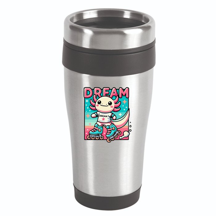 Rollerblading Axolotl Cute Salamander On Inline Skates 16oz Travel Tumbler