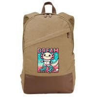 Rollerblading Axolotl Cute Salamander On Inline Skates Cotton Canvas Backpack