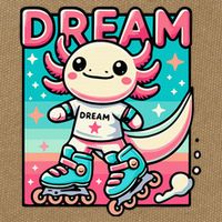 Rollerblading Axolotl Cute Salamander On Inline Skates Cotton Canvas Backpack