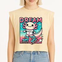 Rollerblading Axolotl Cute Salamander On Inline Skates Garment-Dyed Women's Muscle Tee