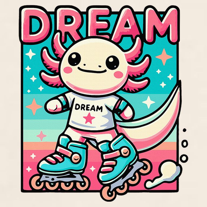 Rollerblading Axolotl Cute Salamander On Inline Skates Garment-Dyed Women's Muscle Tee