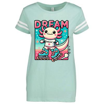 Rollerblading Axolotl Cute Salamander On Inline Skates Enza Ladies Jersey Football T-Shirt