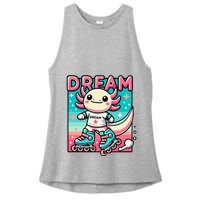 Rollerblading Axolotl Cute Salamander On Inline Skates Ladies PosiCharge Tri-Blend Wicking Tank