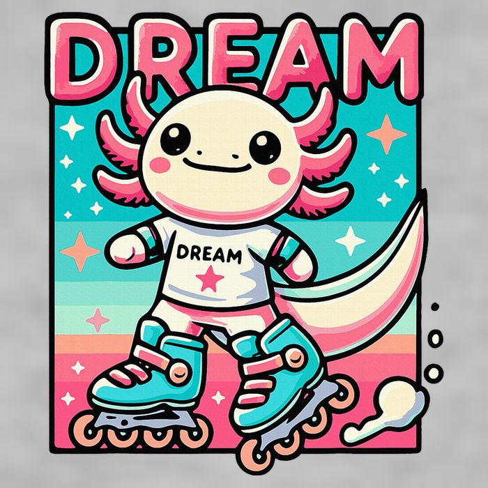 Rollerblading Axolotl Cute Salamander On Inline Skates Ladies PosiCharge Tri-Blend Wicking Tank