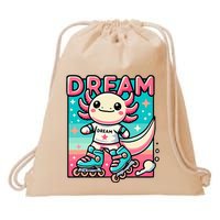 Rollerblading Axolotl Cute Salamander On Inline Skates Drawstring Bag