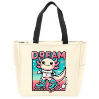 Rollerblading Axolotl Cute Salamander On Inline Skates Zip Tote Bag