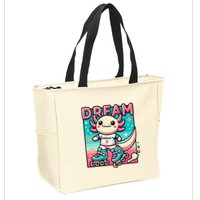 Rollerblading Axolotl Cute Salamander On Inline Skates Zip Tote Bag