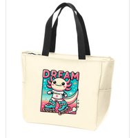 Rollerblading Axolotl Cute Salamander On Inline Skates Zip Tote Bag