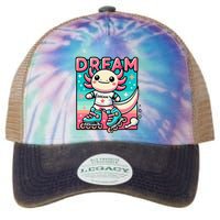 Rollerblading Axolotl Cute Salamander On Inline Skates Legacy Tie Dye Trucker Hat