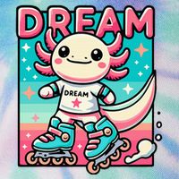 Rollerblading Axolotl Cute Salamander On Inline Skates Legacy Tie Dye Trucker Hat