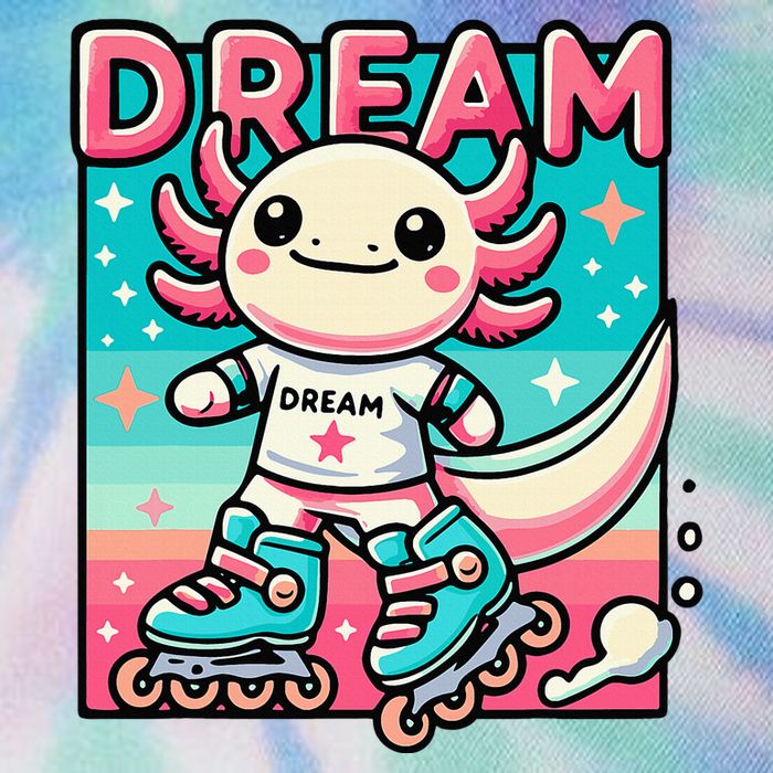 Rollerblading Axolotl Cute Salamander On Inline Skates Legacy Tie Dye Trucker Hat