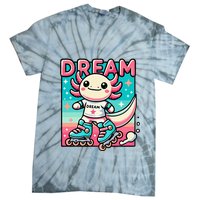 Rollerblading Axolotl Cute Salamander On Inline Skates Tie-Dye T-Shirt