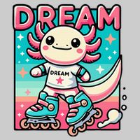 Rollerblading Axolotl Cute Salamander On Inline Skates Tie-Dye T-Shirt