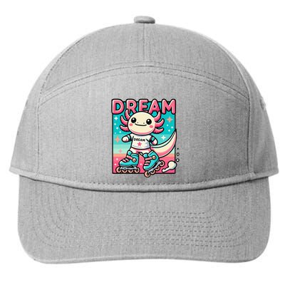 Rollerblading Axolotl Cute Salamander On Inline Skates 7-Panel Snapback Hat