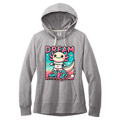 Rollerblading Axolotl Cute Salamander On Inline Skates Women's Fleece Hoodie
