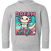 Rollerblading Axolotl Cute Salamander On Inline Skates Toddler Sweatshirt