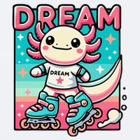 Rollerblading Axolotl Cute Salamander On Inline Skates Sueded Cloud Jersey T-Shirt