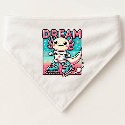 Rollerblading Axolotl Cute Salamander On Inline Skates USA-Made Doggie Bandana