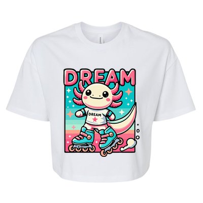 Rollerblading Axolotl Cute Salamander On Inline Skates Bella+Canvas Jersey Crop Tee