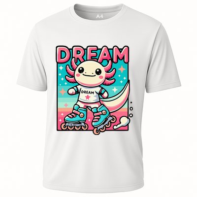 Rollerblading Axolotl Cute Salamander On Inline Skates Performance Shirt