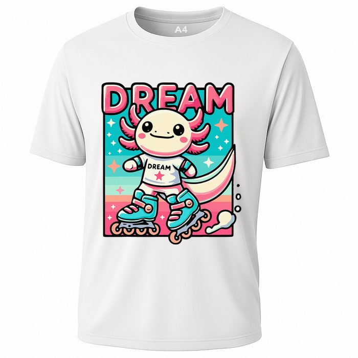 Rollerblading Axolotl Cute Salamander On Inline Skates Performance Shirt