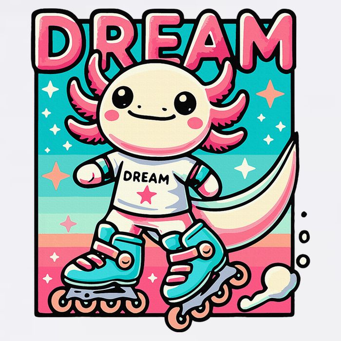 Rollerblading Axolotl Cute Salamander On Inline Skates Performance Shirt