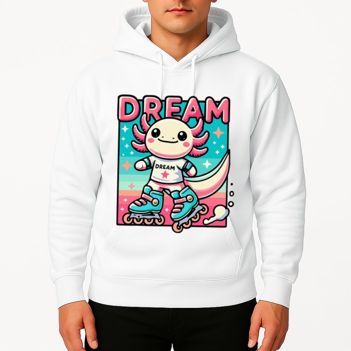 Rollerblading Axolotl Cute Salamander On Inline Skates Hoodie
