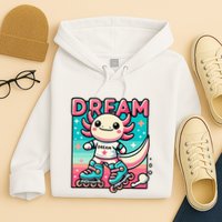 Rollerblading Axolotl Cute Salamander On Inline Skates Hoodie