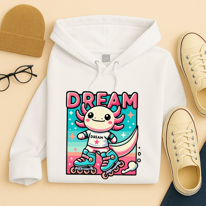 Rollerblading Axolotl Cute Salamander On Inline Skates Hoodie