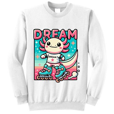 Rollerblading Axolotl Cute Salamander On Inline Skates Sweatshirt