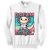 Rollerblading Axolotl Cute Salamander On Inline Skates Sweatshirt