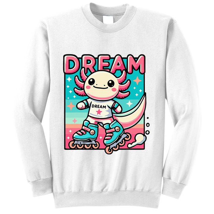 Rollerblading Axolotl Cute Salamander On Inline Skates Sweatshirt