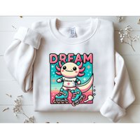 Rollerblading Axolotl Cute Salamander On Inline Skates Sweatshirt