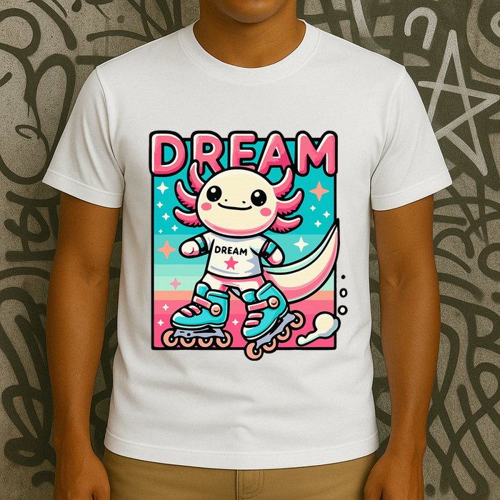 Rollerblading Axolotl Cute Salamander On Inline Skates T-Shirt
