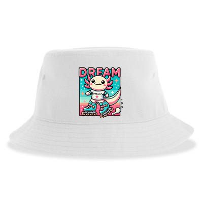 Rollerblading Axolotl Cute Salamander On Inline Skates Sustainable Bucket Hat